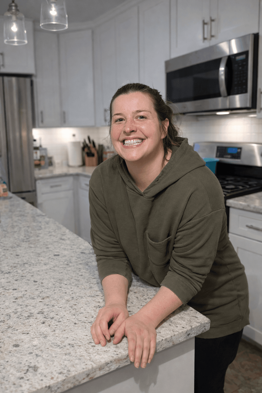 Sharon in her family kitchen