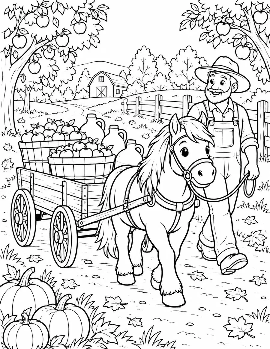 Apple Cider Wagon Coloring Page preview