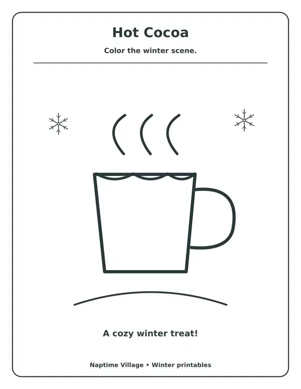 Hot Cocoa Coloring Page