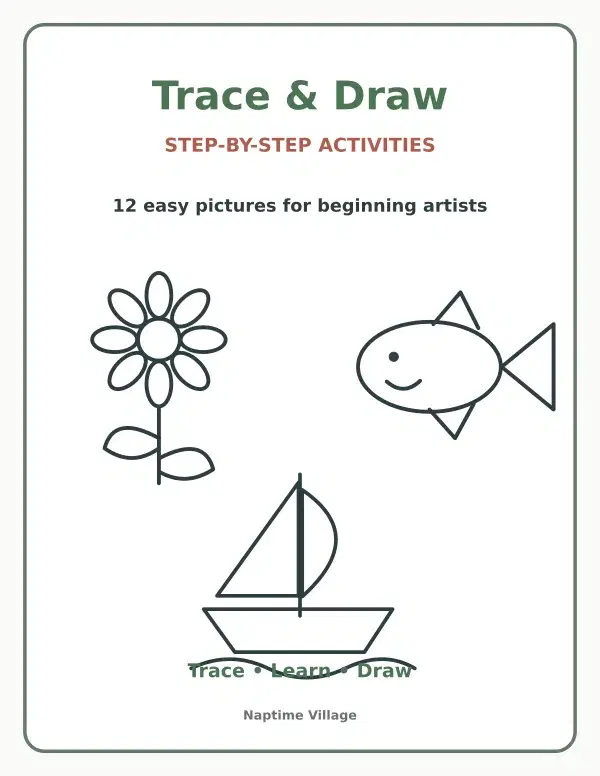 Trace and Draw Activity Book: 12 Pictures