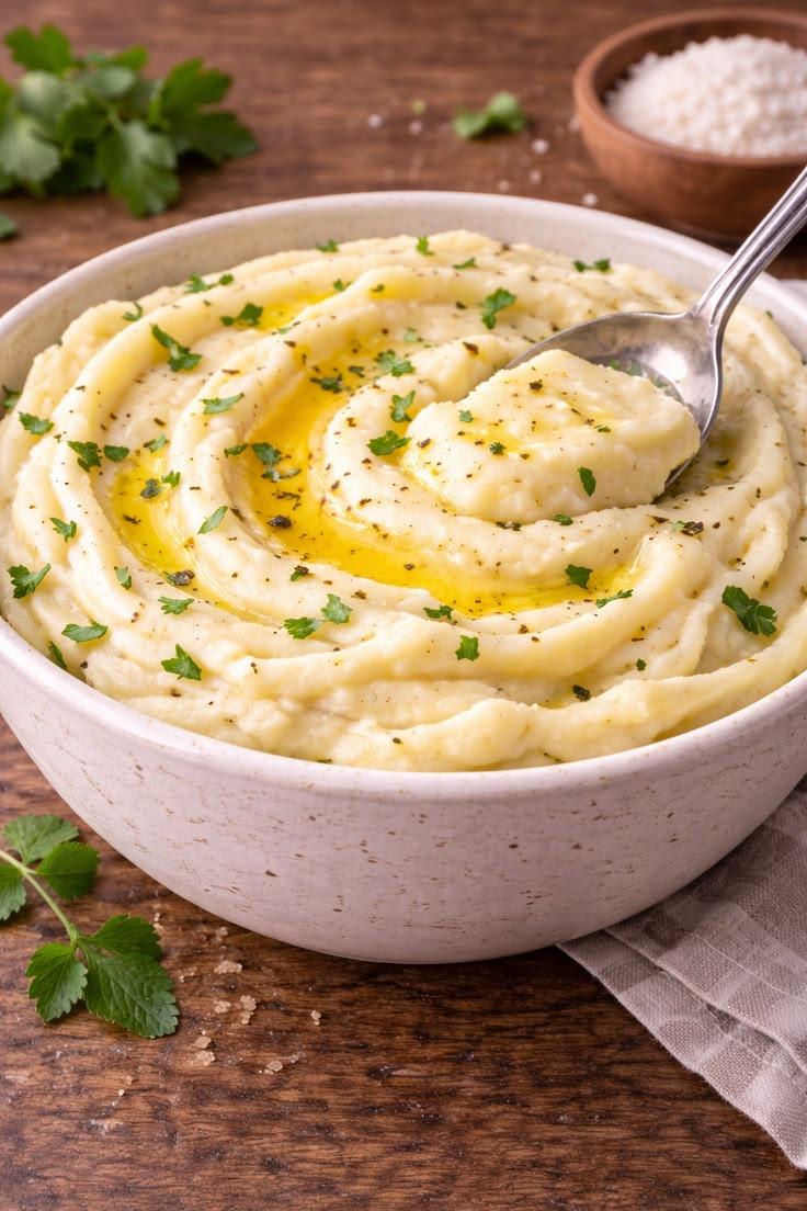 Creamy Mashed Potatoes ready to serve.