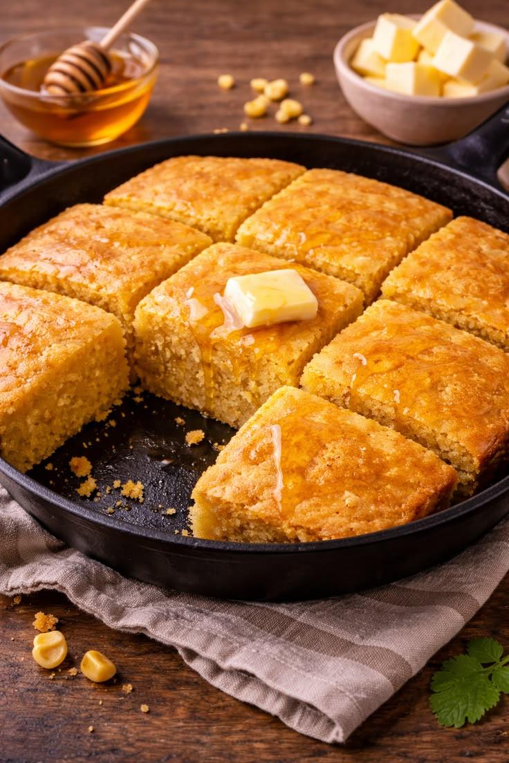Cornbread ready to serve.