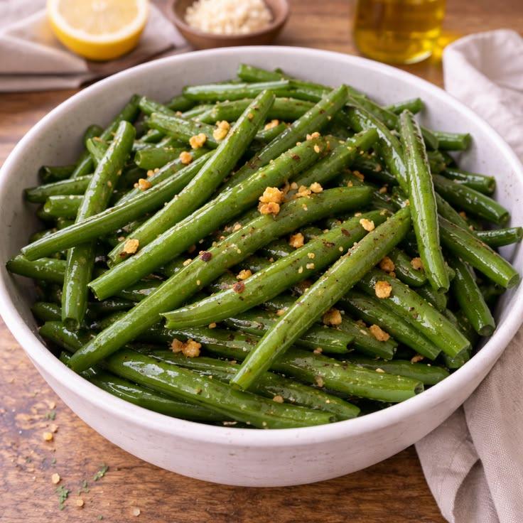 Garlic Green Beans or a Simple Side Salad ready to serve.