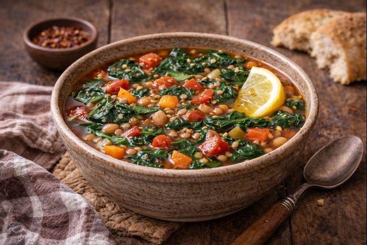 Photo for Mediterranean Lentil Soup with Spinach