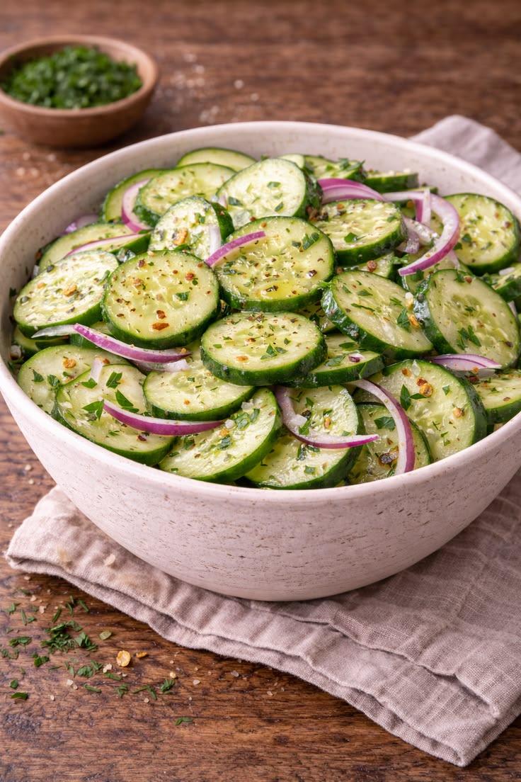 Cucumber Salad ready to serve.