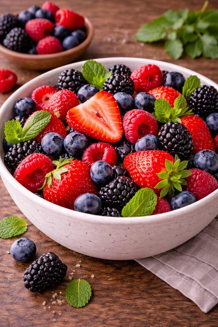 Fresh Berries and Mint ready to serve.