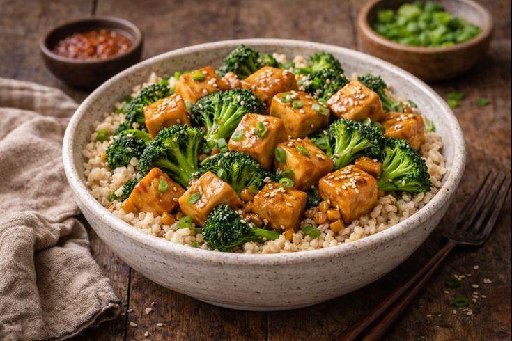 Photo for Tofu Broccoli Brown Rice Stir-Fry