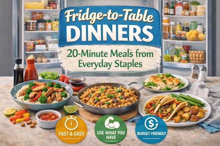 Cover art for Fridge-to-Table Dinners: 20-Minute Meals from Everyday Staples