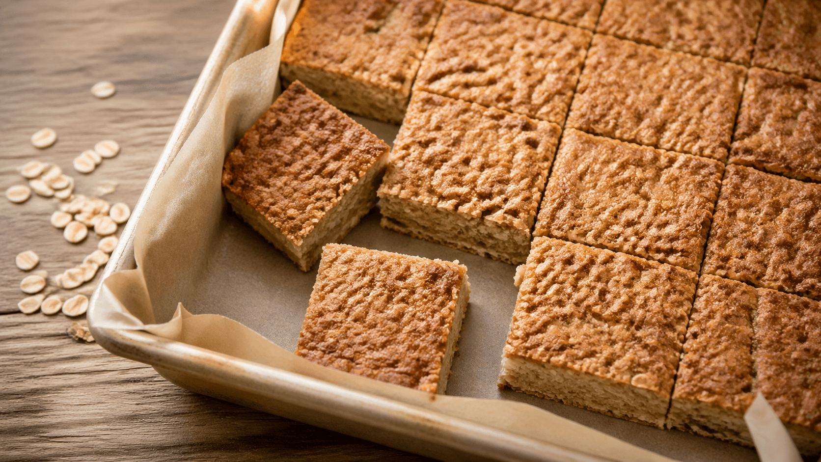 Sourdough discard breakfast bars with collagen sliced into meal prep bars