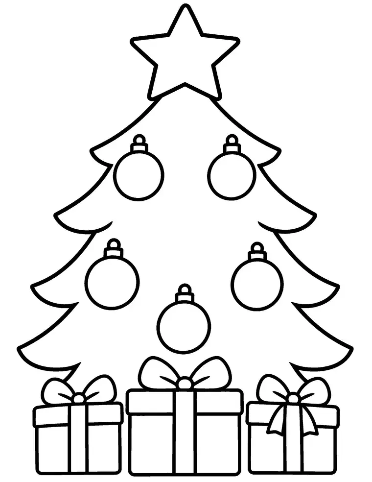 Giant Preschool Christmas Tree Coloring Page