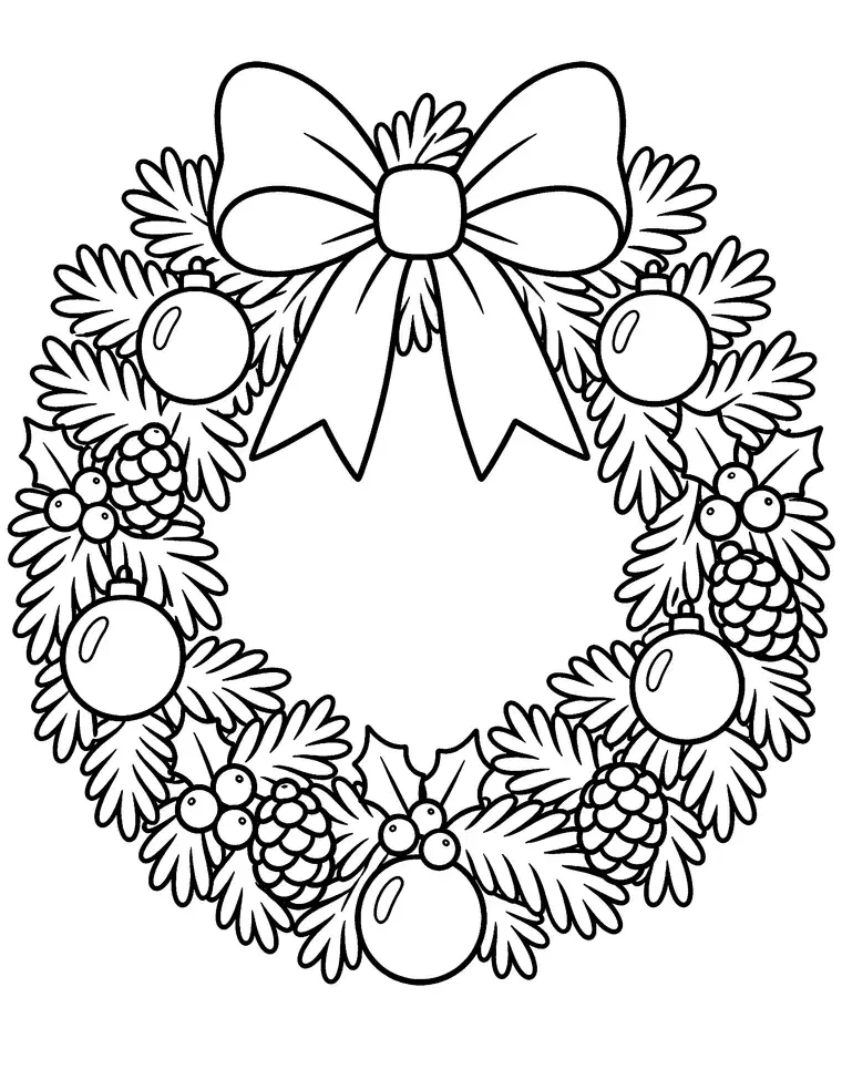 Christmas Wreath Coloring Page