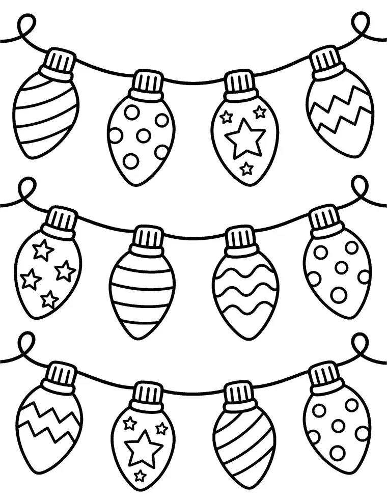 Christmas Lights Coloring Page