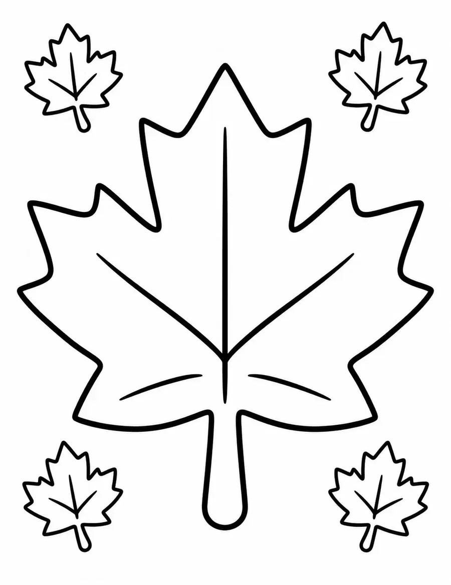 Giant Preschool Maple Leaf Coloring Page
