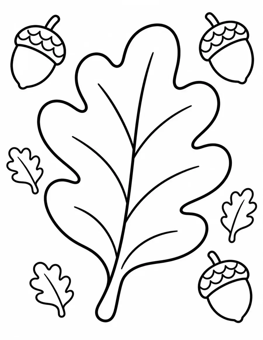 Giant Preschool Oak Leaf Coloring Page