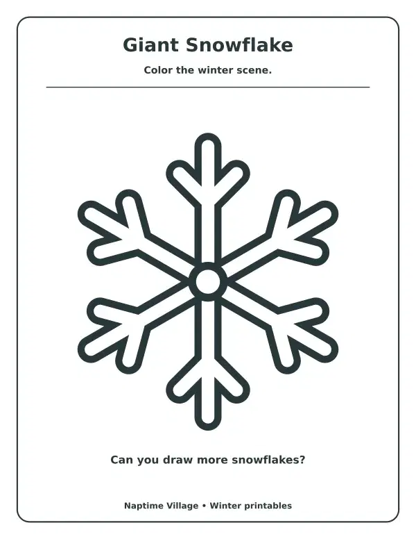 Giant Snowflake Coloring Page for Preschoolers