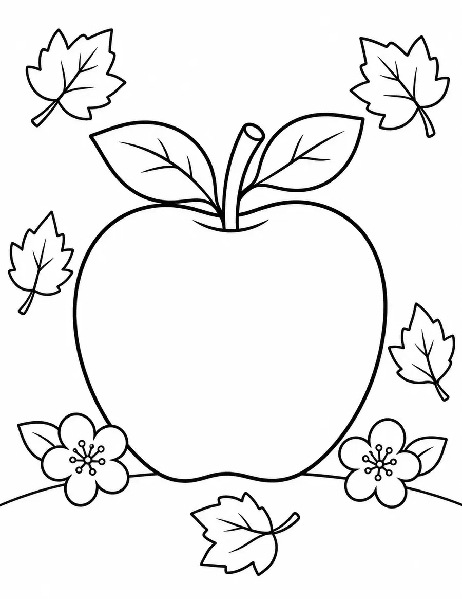 Preschool Giant Apple Coloring Page