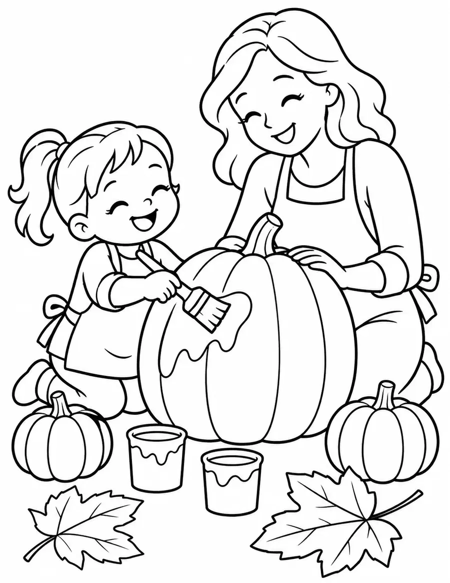 Preschool Pumpkin Painting Coloring Page