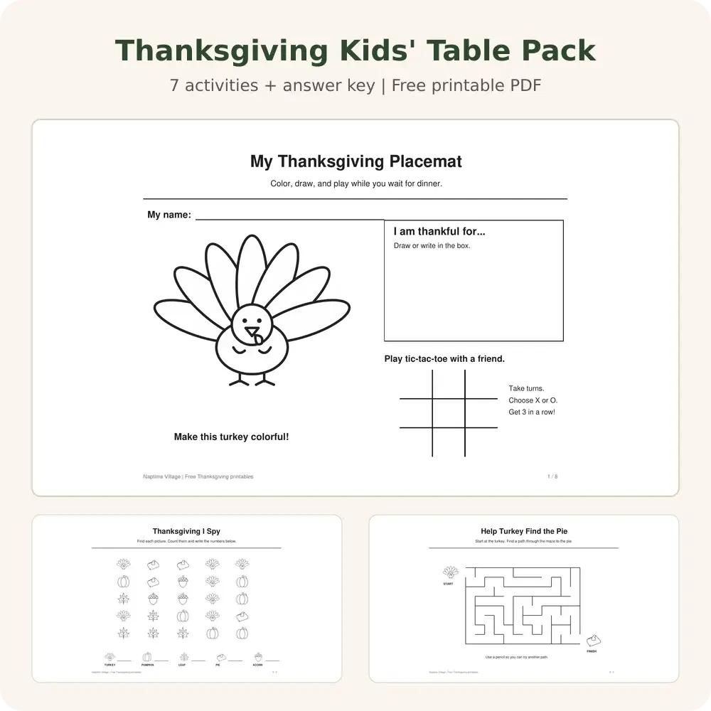 Thanksgiving Kids’ Table Activities You Can Print at Home