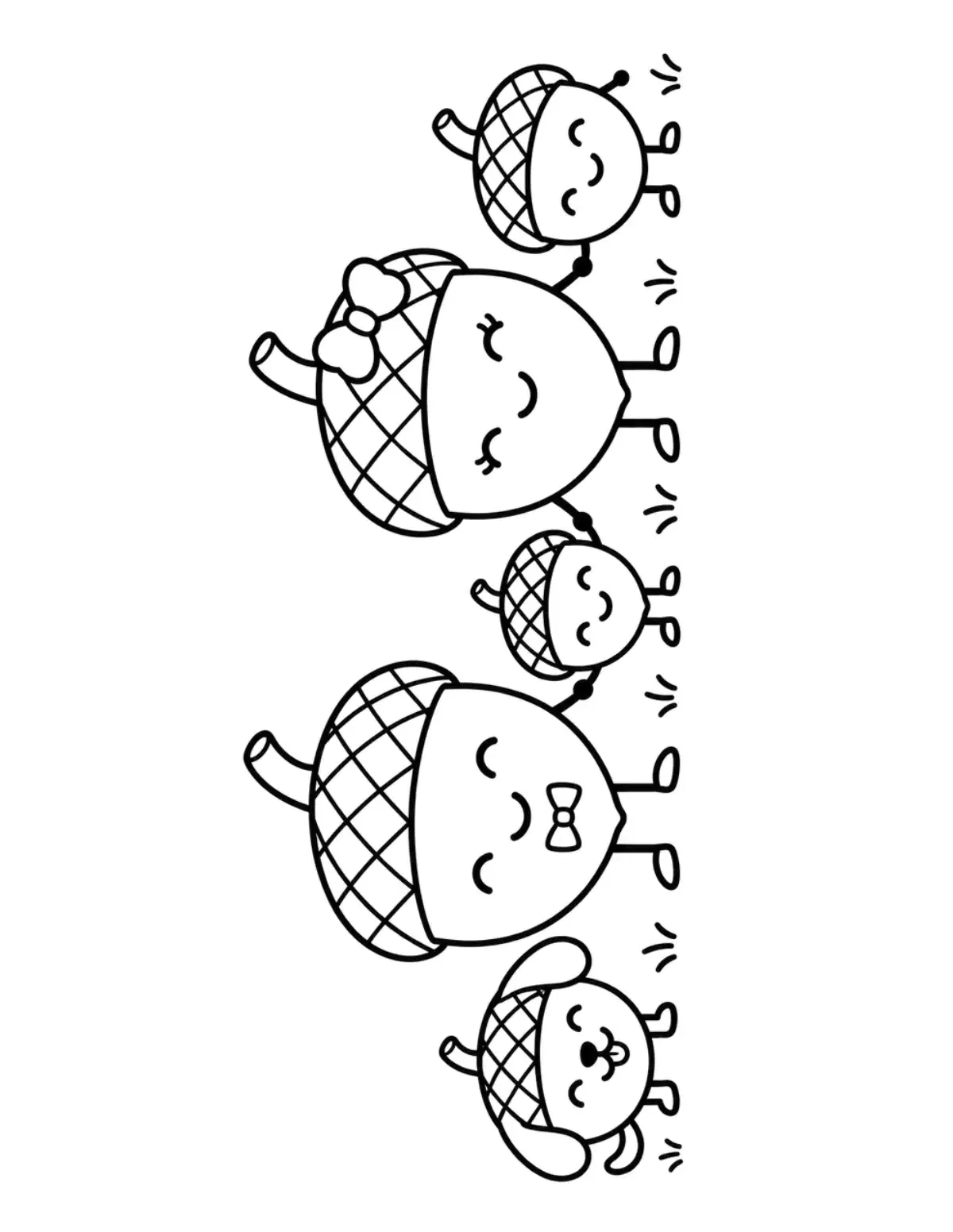 Acorn Family Coloring Page