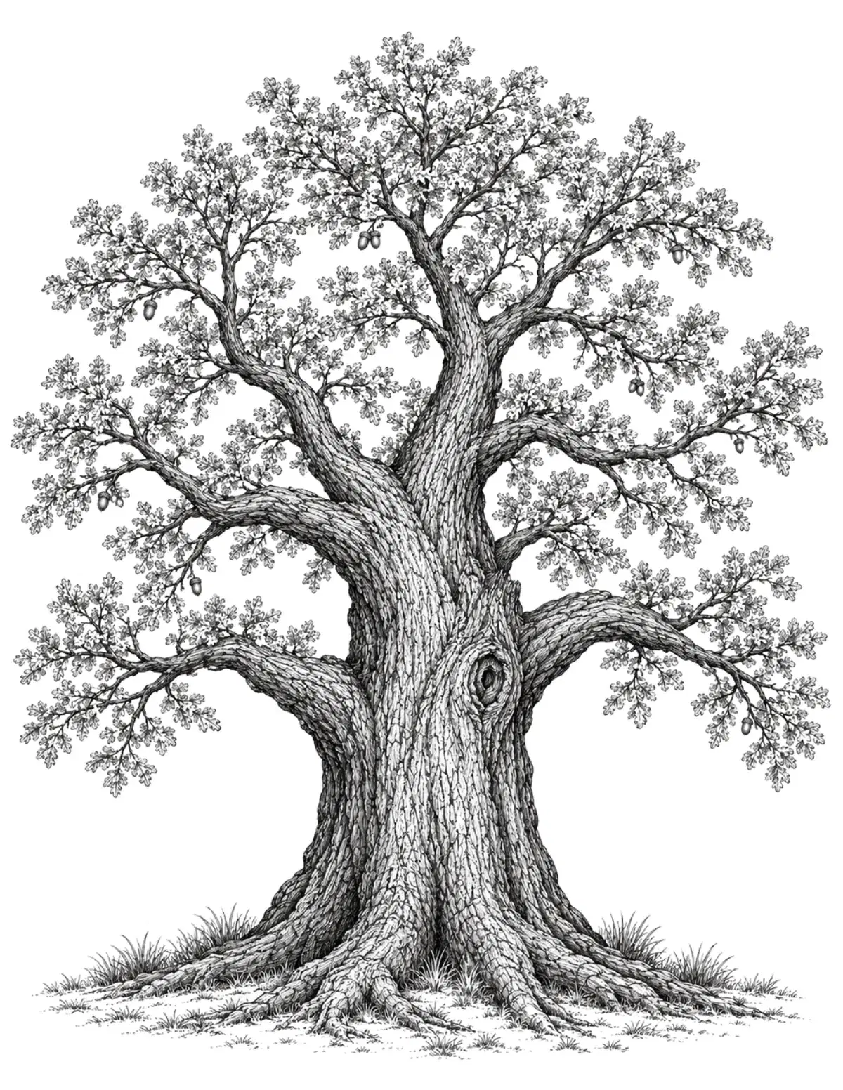 Mighty Oak Tree Coloring Page