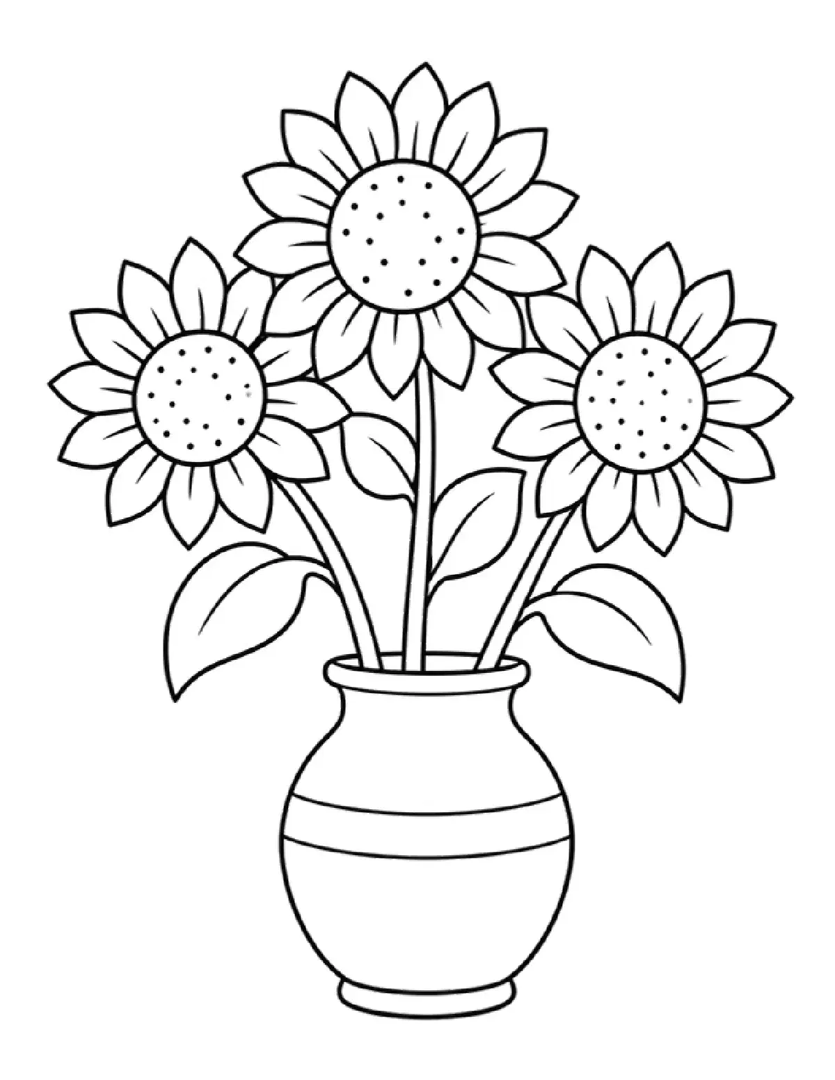 Sunflowers in a Vase Coloring Page