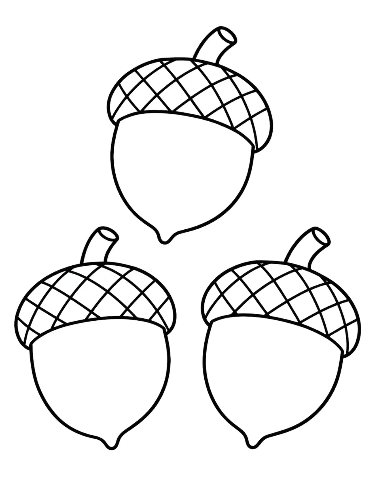 Three Acorns Coloring Page