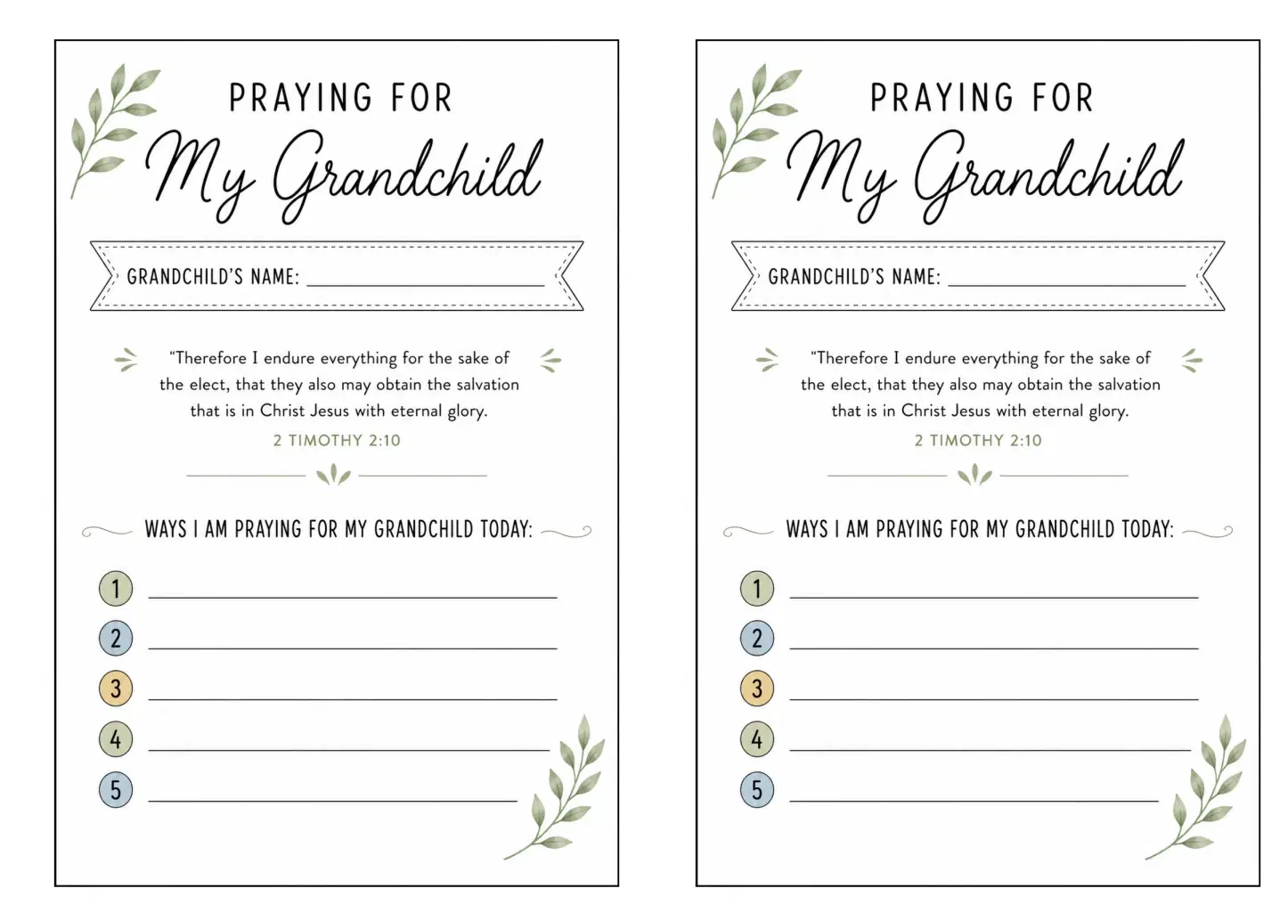 Grandchild Prayer Cards: 2 Timothy