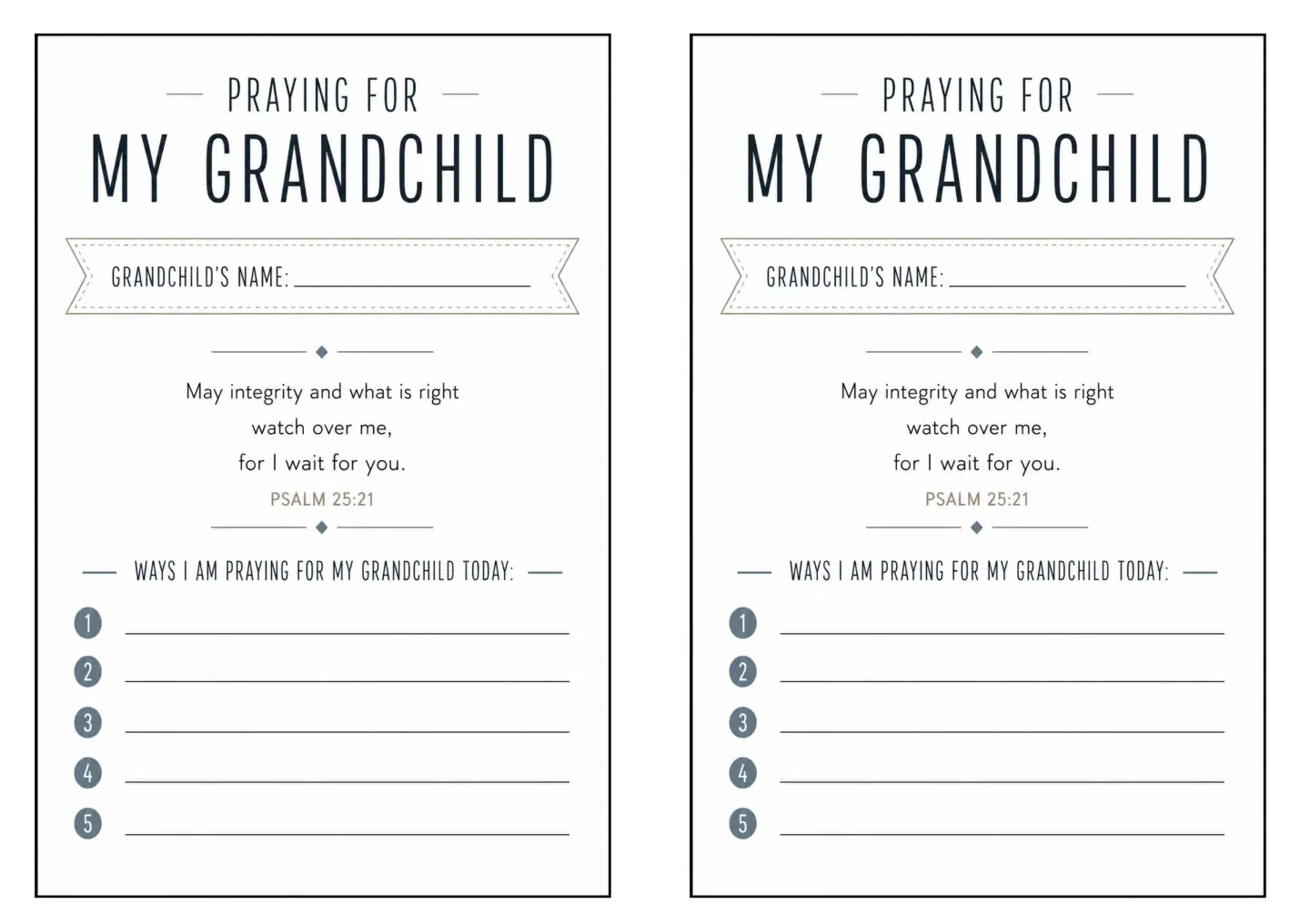Grandchild Prayer Cards: Psalm 25