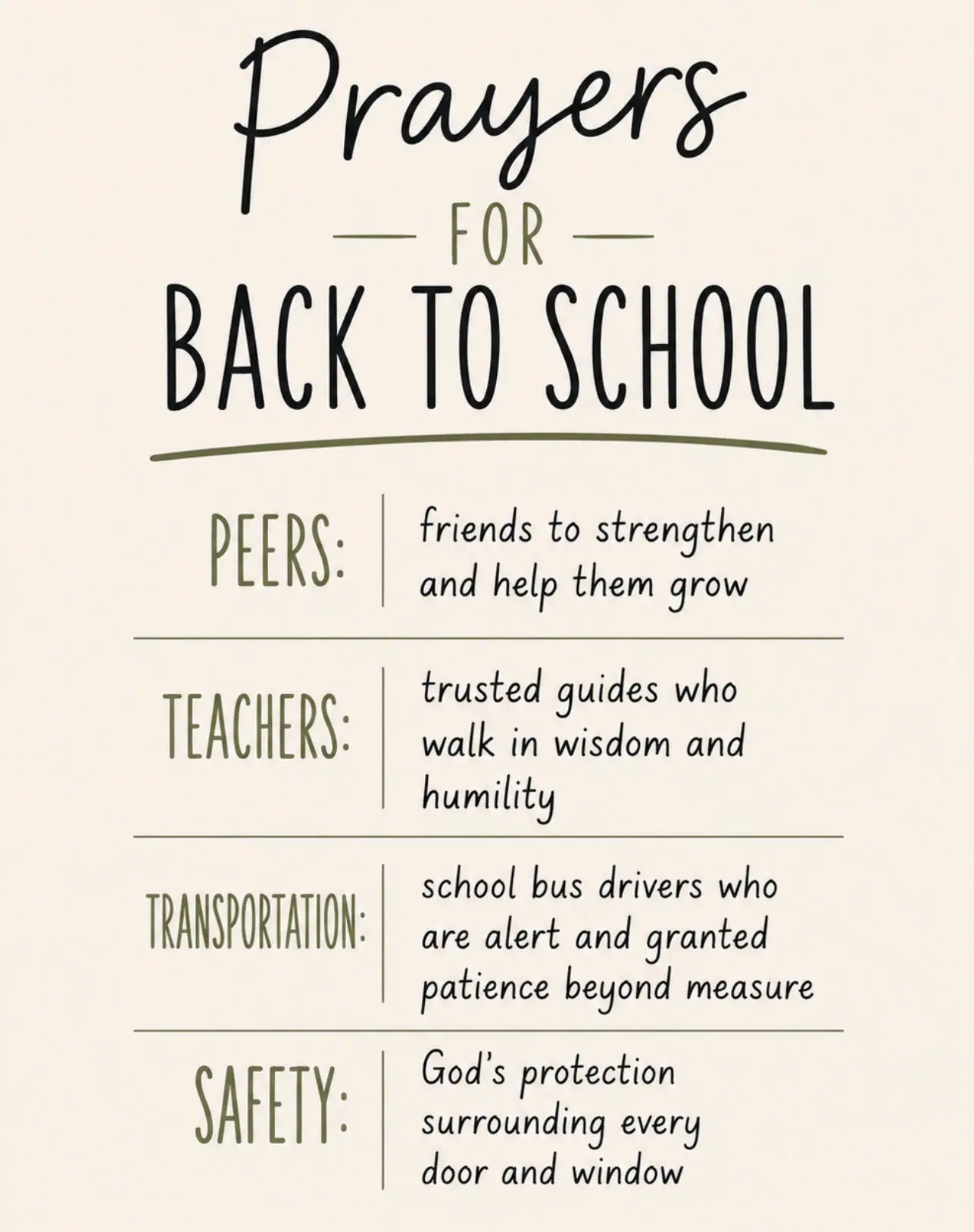 Prayer for Back to School