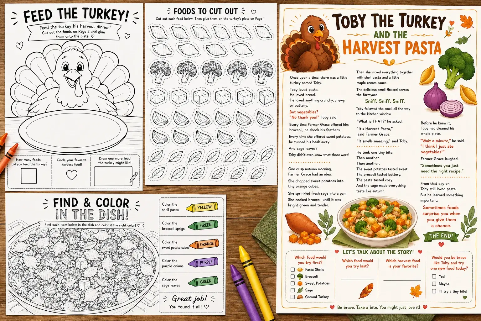 Toby the Turkey and the Harvest Pasta Activities