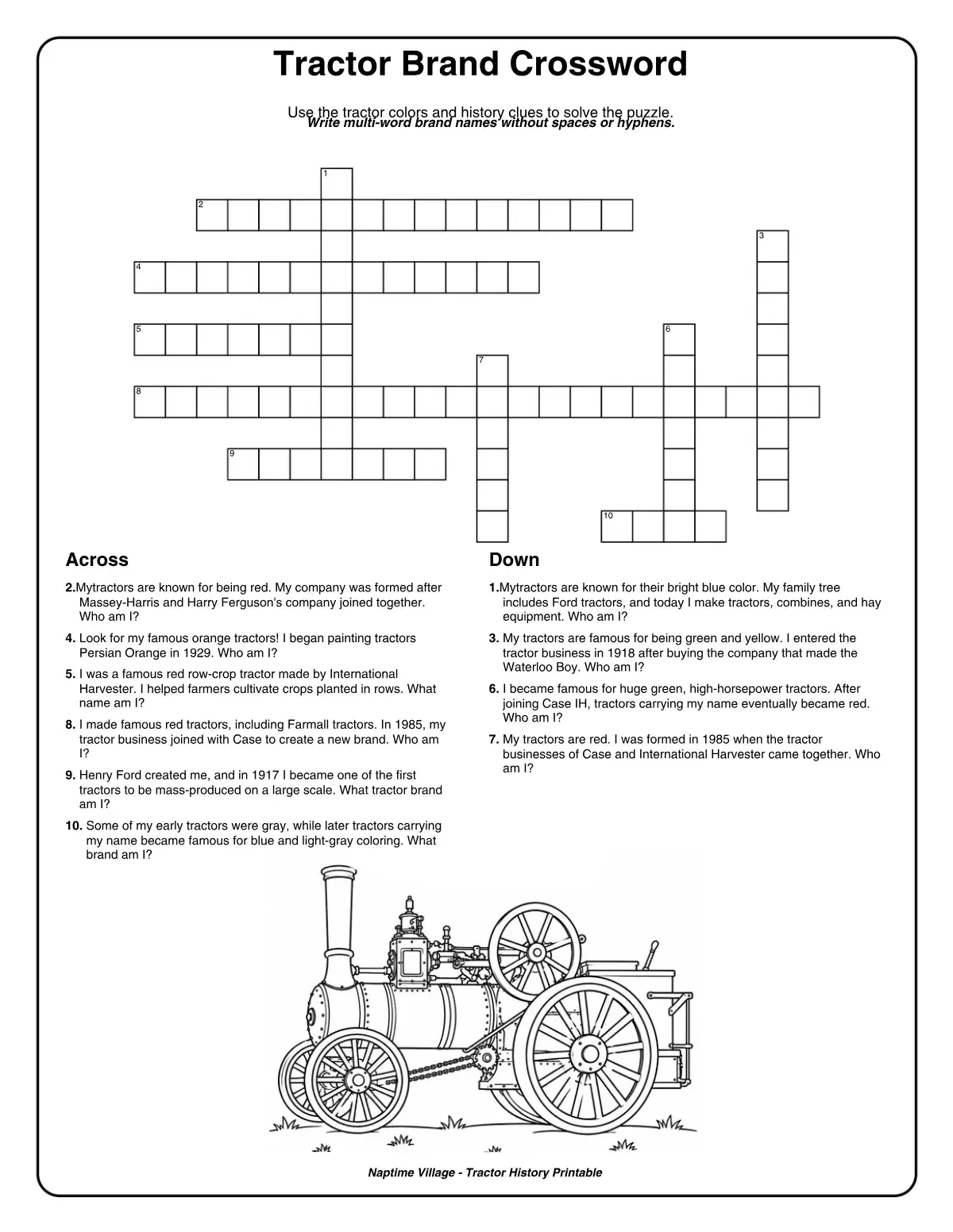 Tractor Brand Crossword 1