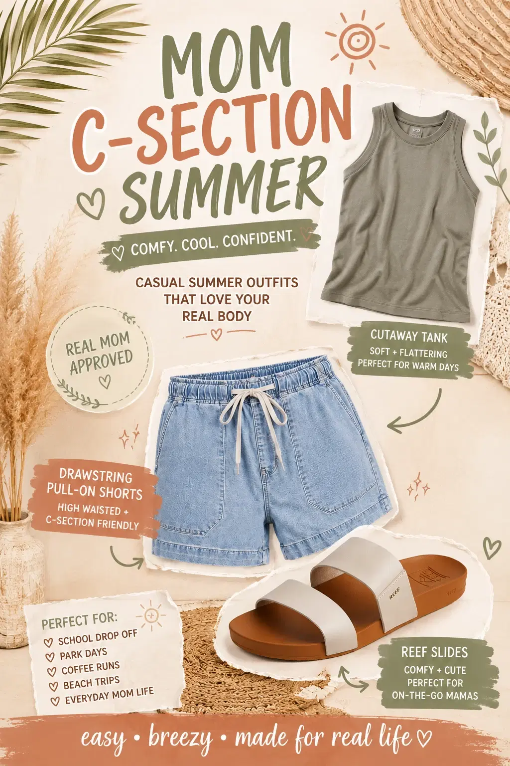 Mom C-Section Summer Outfit: My Go-To Postpartum Mom Uniform