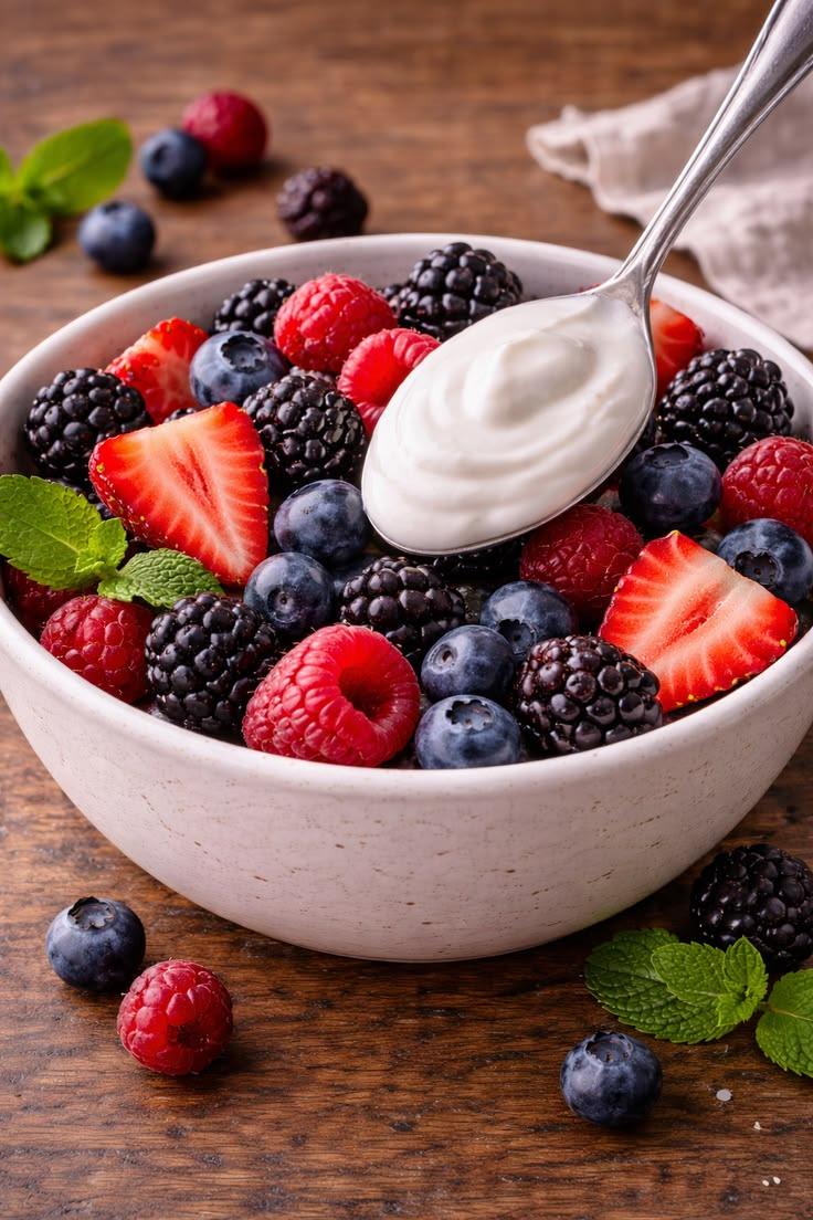 Photo for Fresh Berries and a Spoon of Greek Yogurt